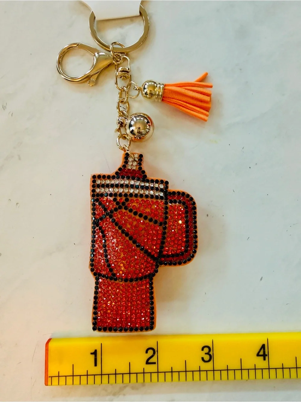 🏀 NWT Rhinestone Basketball Tumbler Puffy Keychain Bag Charm Orange